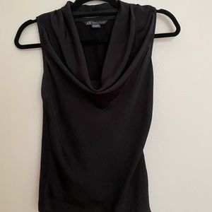Armani exchange| black cowl neck sleeveless blouse